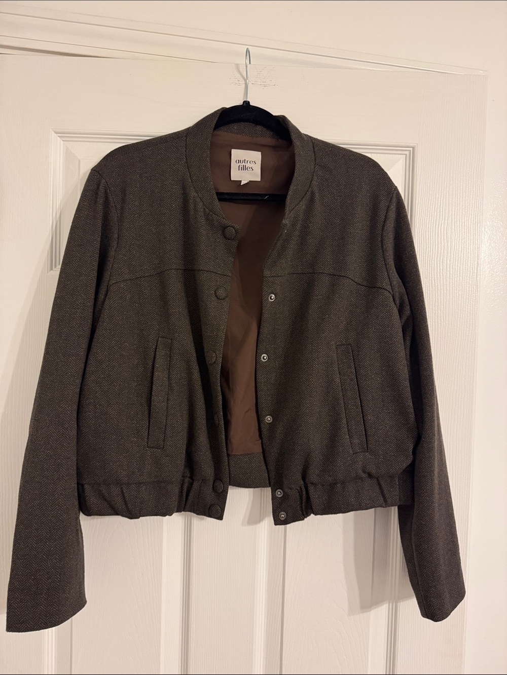 Autres Filles Brown Herringbone Bomber Jacket